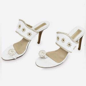 Michael Kors Elegant White/ Gold accented Women's Heeled Sandals